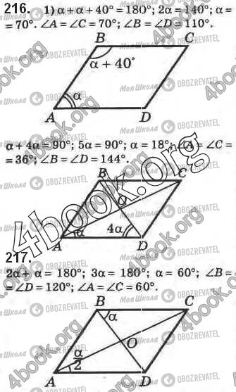 ГДЗ Геометрія 8 клас сторінка 216-217